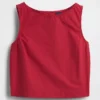 Camiseta sin mangas de popelín con cuello de barco