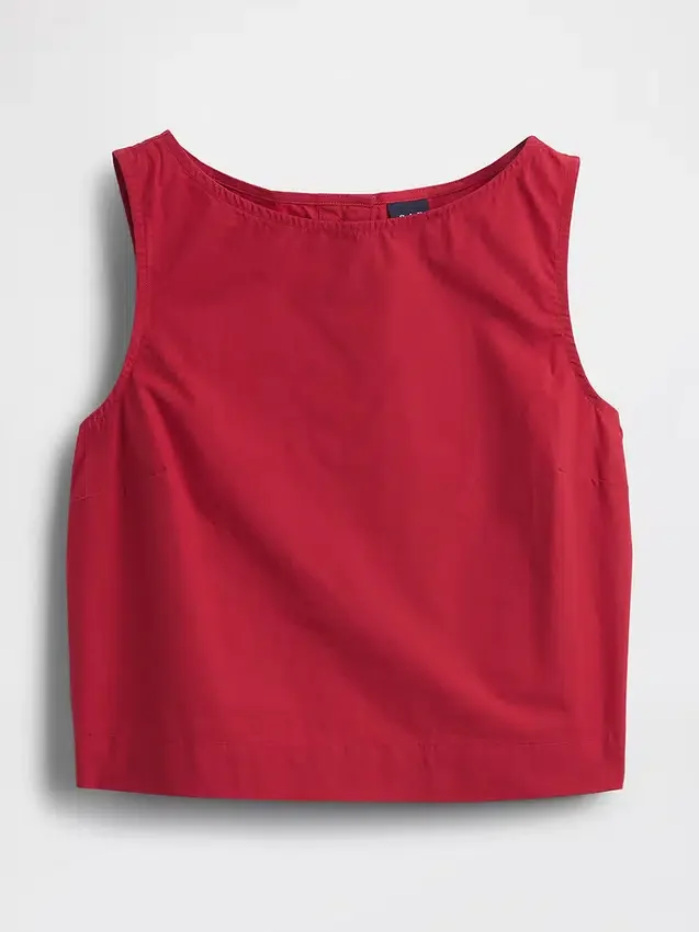 Camiseta sin mangas de popelín con cuello de barco