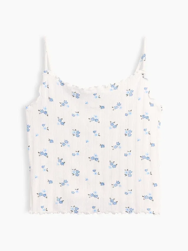 Camiseta sin mangas de punto acanalado con efecto calado para niños