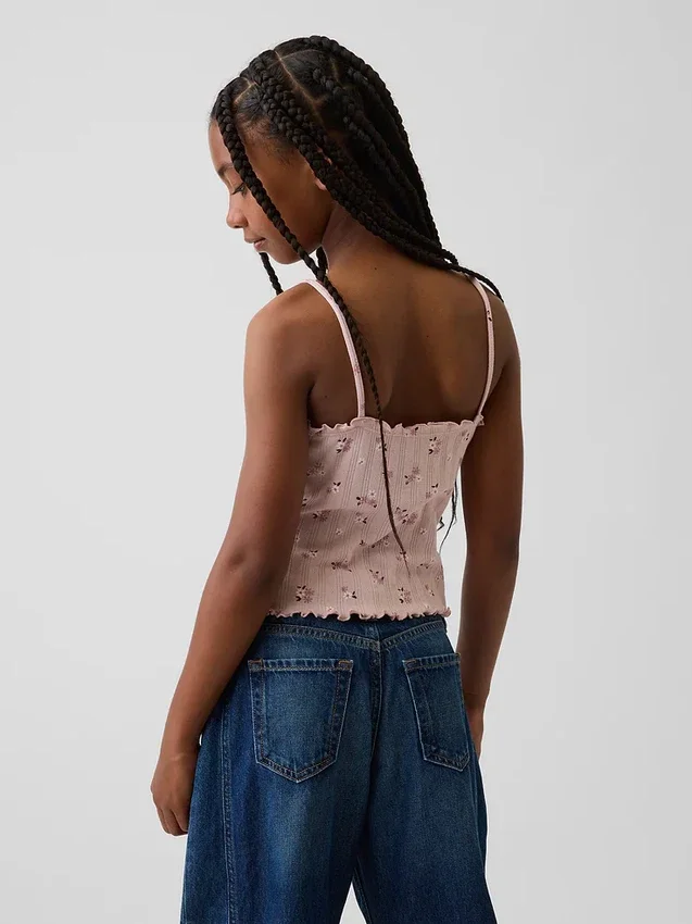 Camiseta sin mangas de punto acanalado con efecto calado para niños