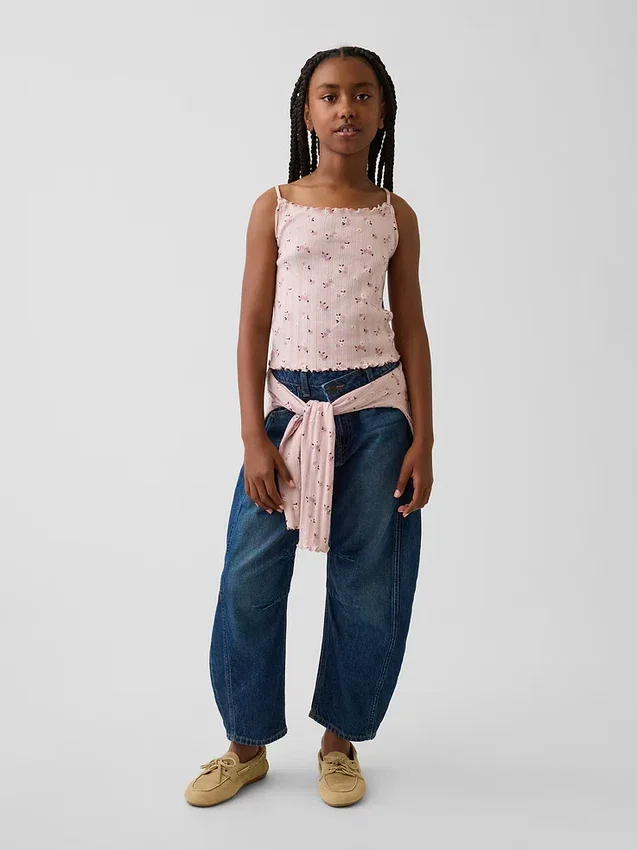 Camiseta sin mangas de punto acanalado con efecto calado para niños