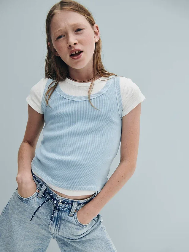 Camiseta sin mangas de punto acanalado para niños