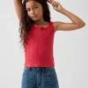Camiseta sin mangas de punto calado para niños