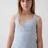 Camiseta sin mangas de punto calado para niños