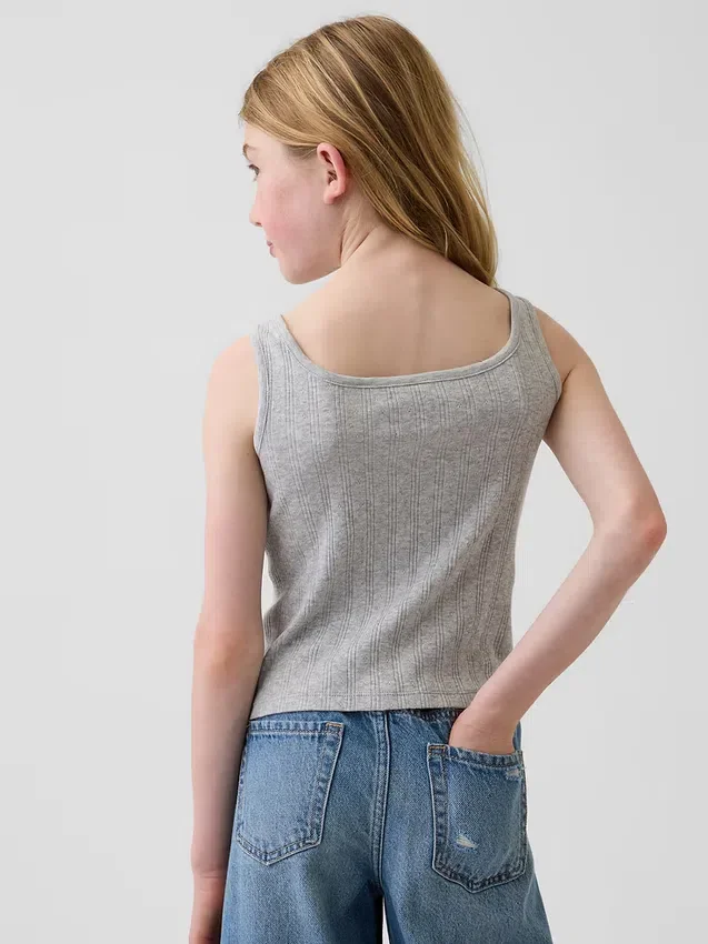 Camiseta sin mangas de punto calado para niños