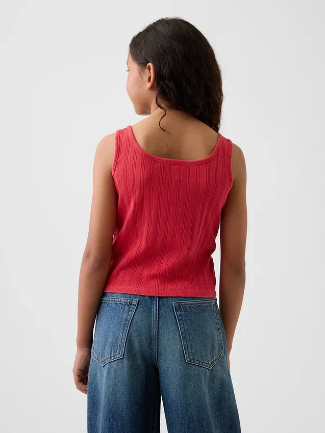 Camiseta sin mangas de punto calado para niños