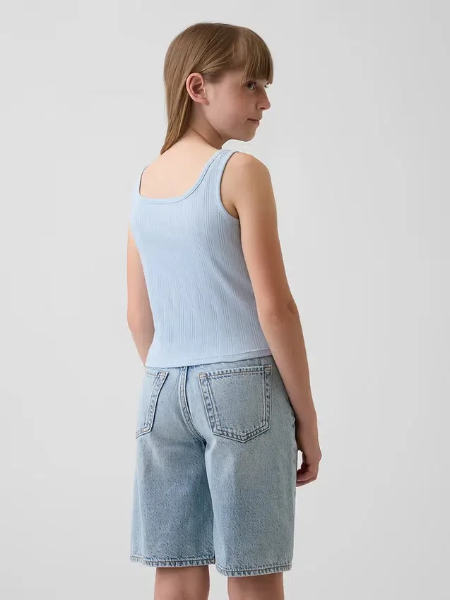 Camiseta sin mangas de punto calado para niños