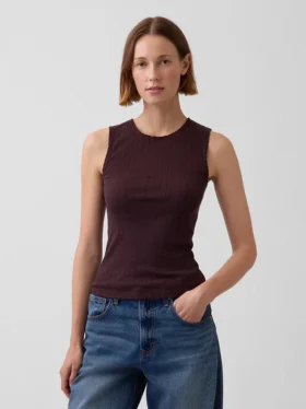 Camiseta sin mangas de punto pointelle