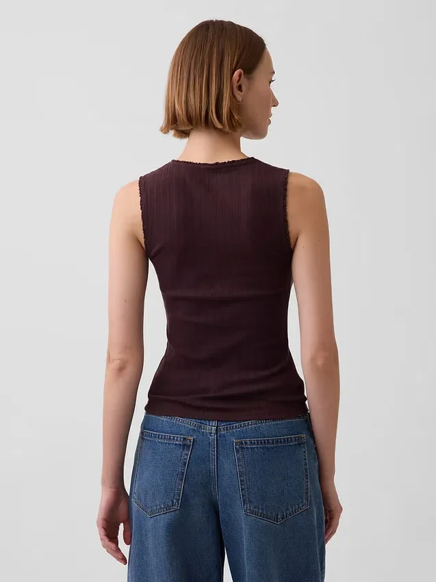 Camiseta sin mangas de punto pointelle