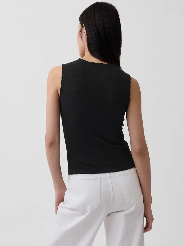 Camiseta sin mangas de punto pointelle
