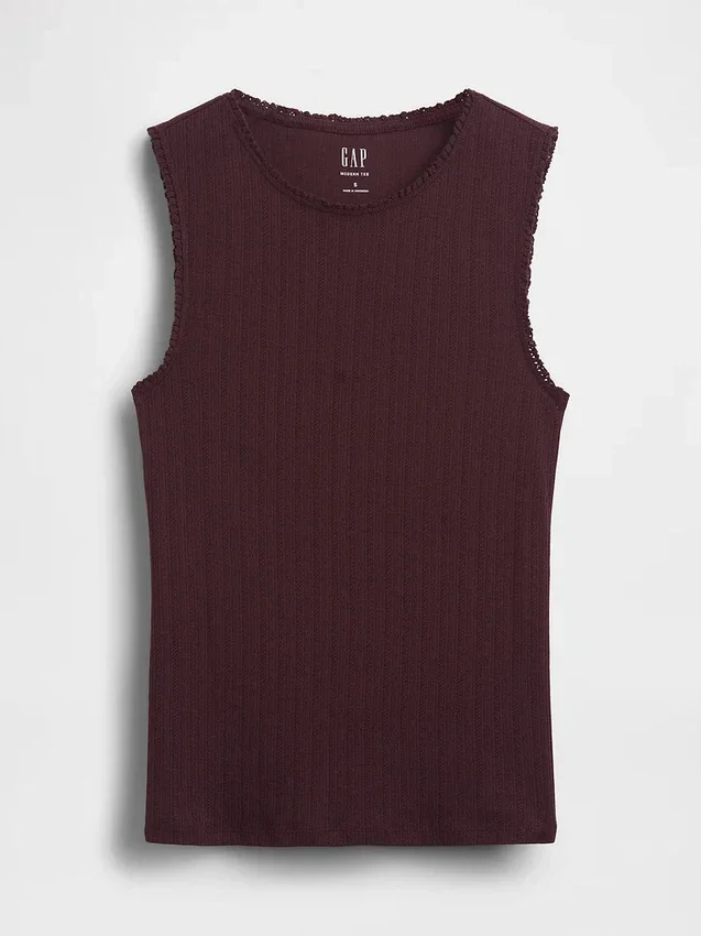Camiseta sin mangas de punto pointelle