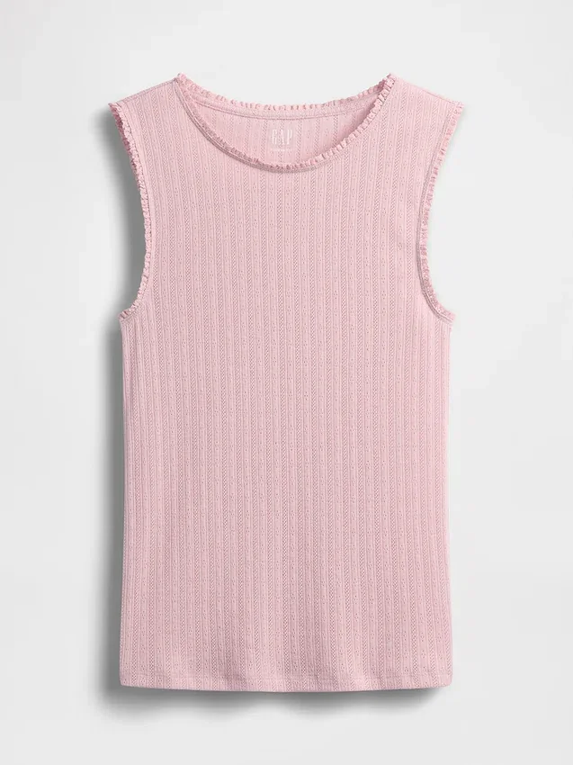 Camiseta sin mangas de punto pointelle
