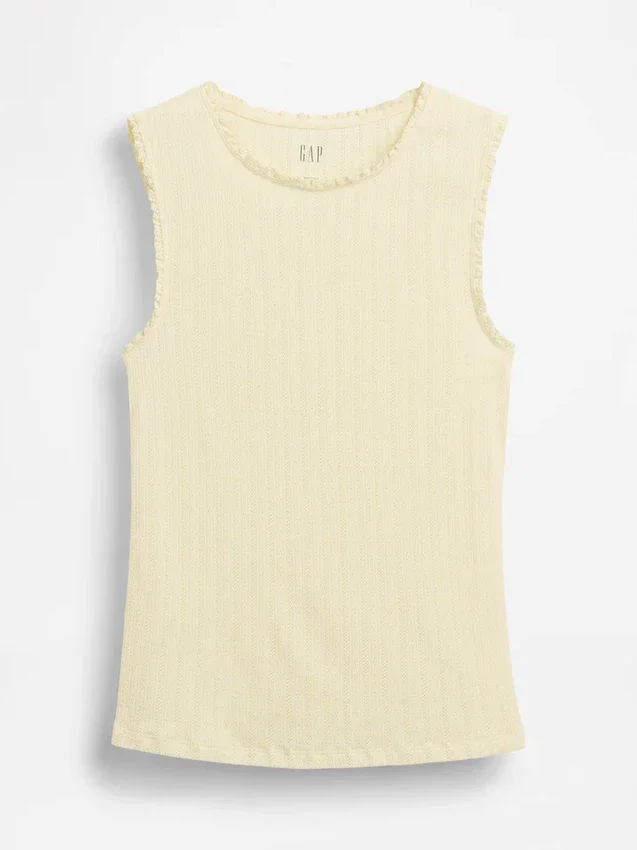 Camiseta sin mangas de punto pointelle