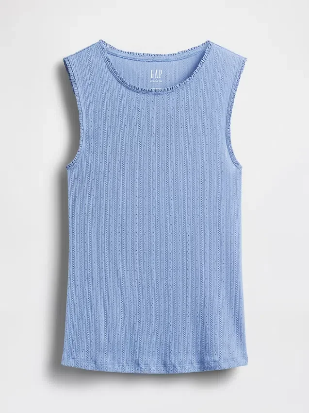 Camiseta sin mangas de punto pointelle