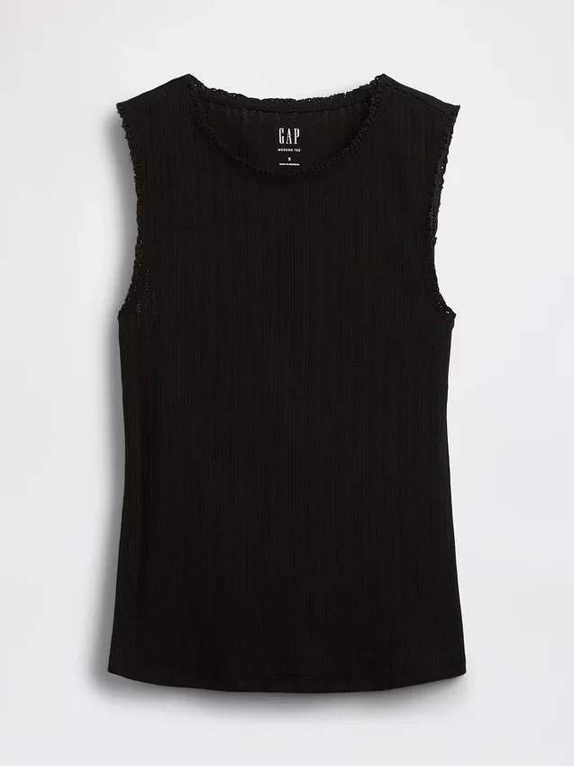 Camiseta sin mangas de punto pointelle