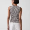 Camiseta sin mangas de punto pointelle a cuadros
