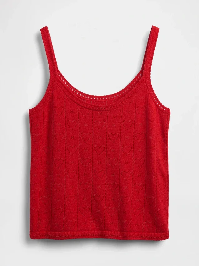 Camiseta sin mangas ligera de pijama con diseño de corazones en punto Pointelle CashSoft