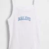 Camiseta sin mangas para niños con cuello cuadrado y tejido acanalado