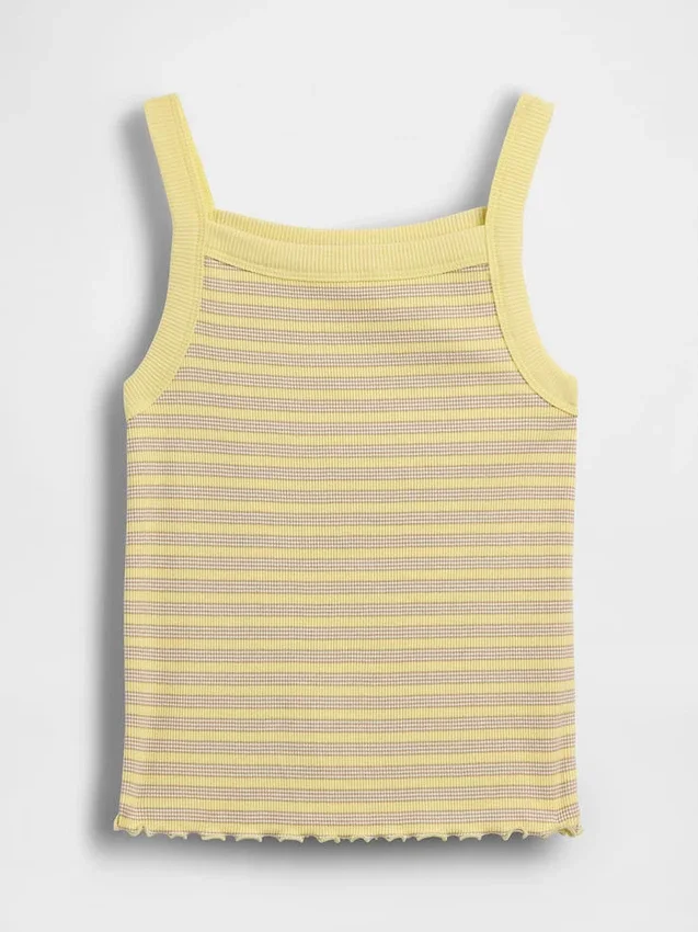 Camiseta sin mangas para niños con cuello cuadrado y tejido acanalado