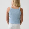 Camiseta sin mangas para niños con cuello cuadrado y tejido acanalado