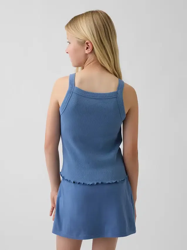 Camiseta sin mangas para niños con cuello cuadrado y tejido acanalado