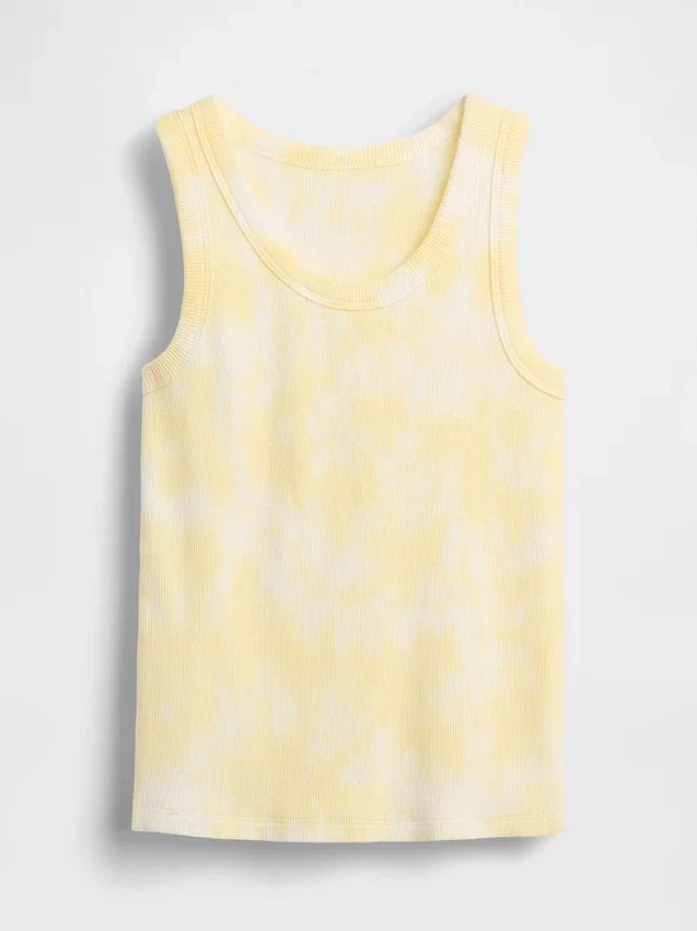 Camiseta sin mangas para niños con efecto tie-dye y tejido acanalado