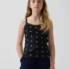 Camiseta sin mangas para niños con ribete de encaje y tejido tipo waffle