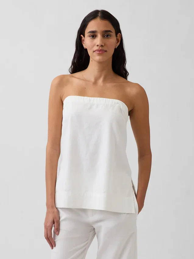 Camiseta sin tirantes de mezcla de lino