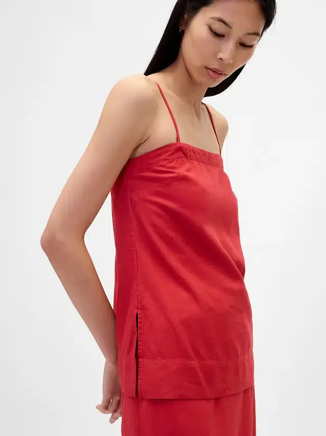 Camiseta sin tirantes de mezcla de lino