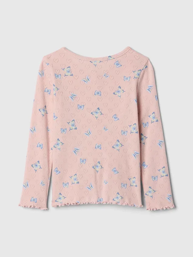 Camiseta tipo Henley de punto calado para bebés y niños pequeños