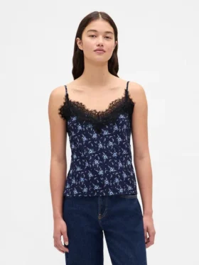 Camisola con ribete de encaje