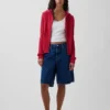 Cardigan con cremallera de punto trenzado 100 % algodón