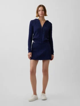 Minifalda-pantalón de punto trenzado 100 % algodón
