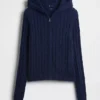 Cardigan con cremallera de punto trenzado 100 % algodón
