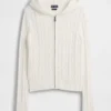 Cardigan con cremallera de punto trenzado 100 % algodón
