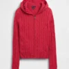 Cardigan con cremallera de punto trenzado 100 % algodón