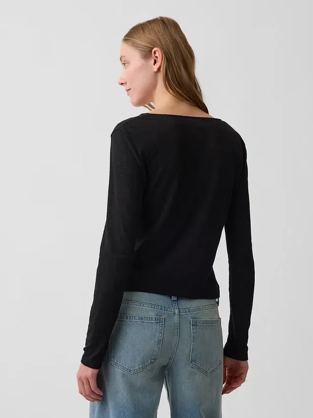 Cardigan con lazo delantero de mezcla de lino