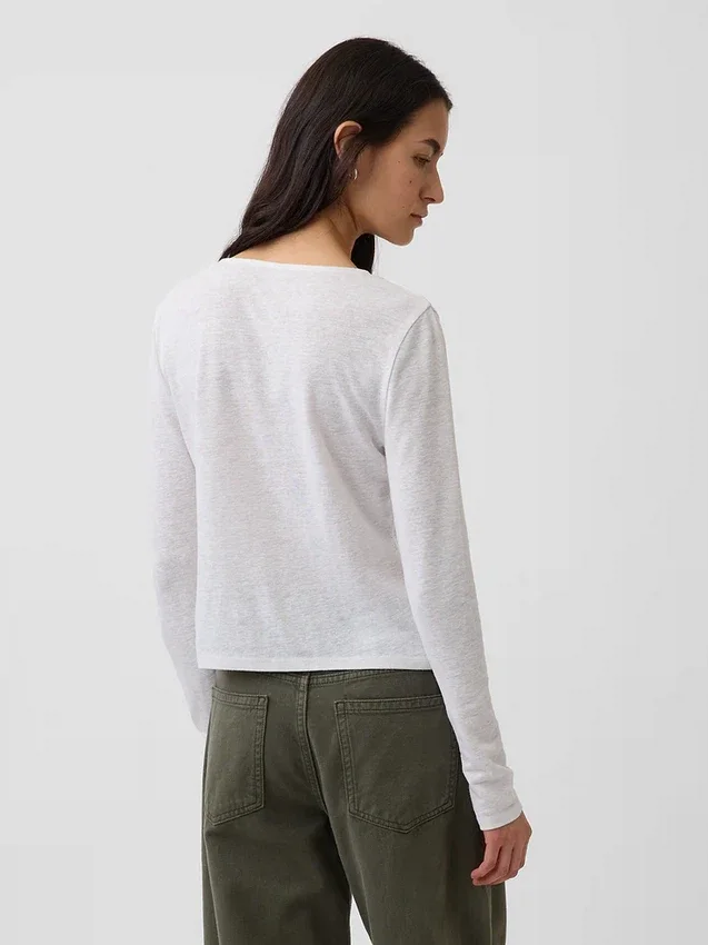Cardigan con lazo delantero de mezcla de lino