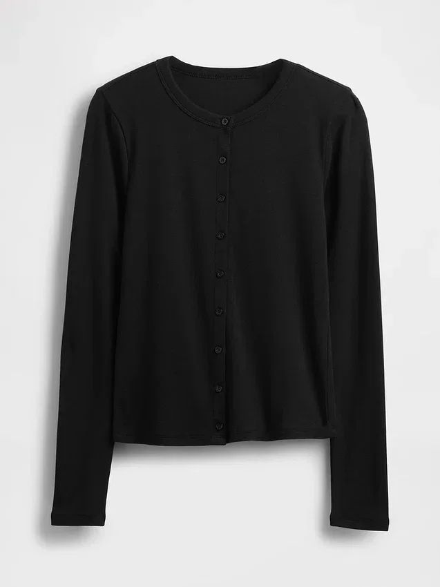 Cardigan moderno de cuello redondo