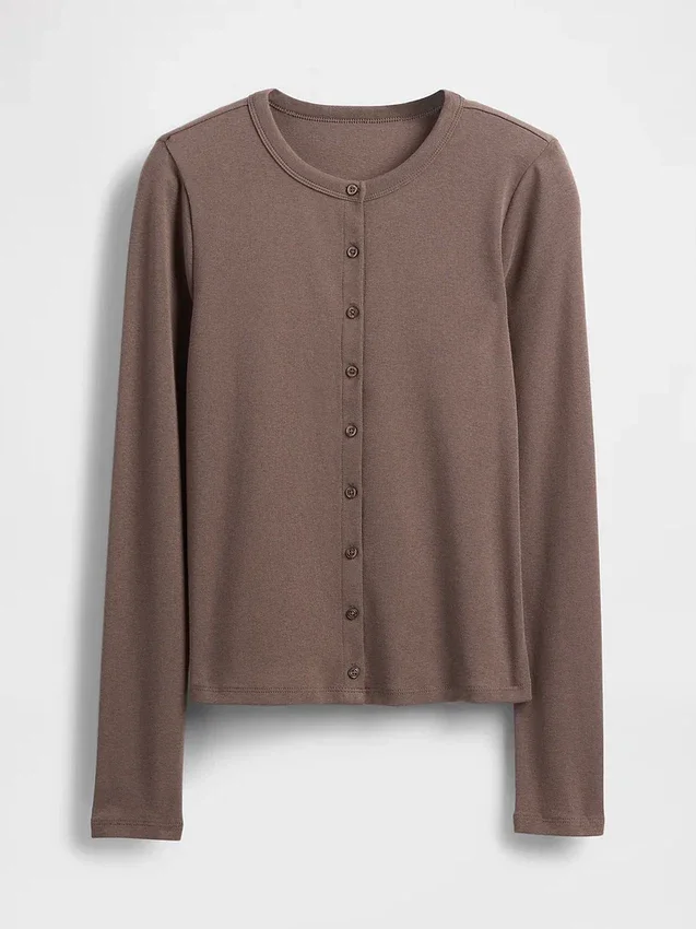 Cardigan moderno de cuello redondo