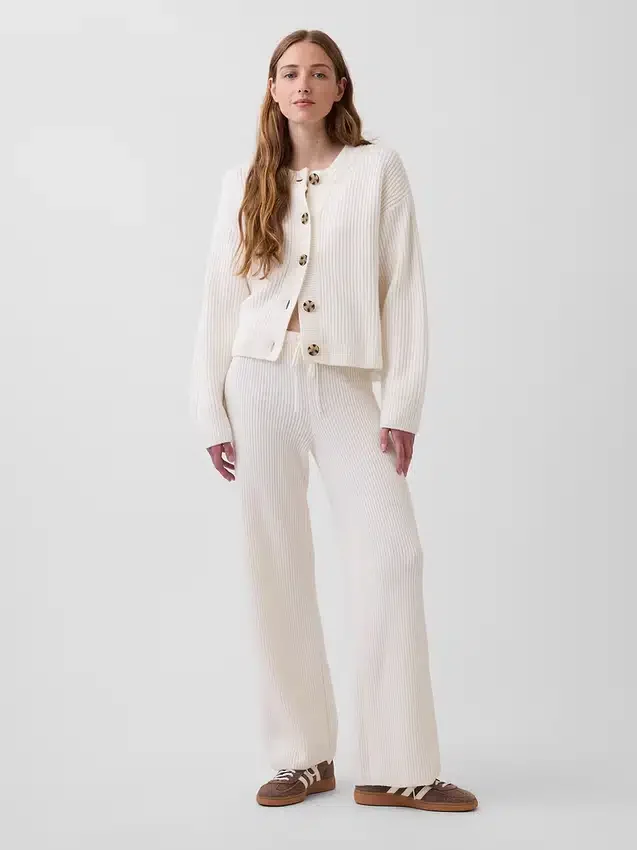 Pantalones de jerséu marrón con punto Shaker de CashSoft