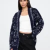 Cardigan tipo chal con flecos de mezcla de algodón