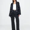 Cardigan tipo chal con flecos de mezcla de algodón
