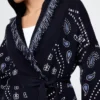 Cardigan tipo chal con flecos de mezcla de algodón