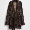 Cardigan tipo chal con flecos de mezcla de algodón
