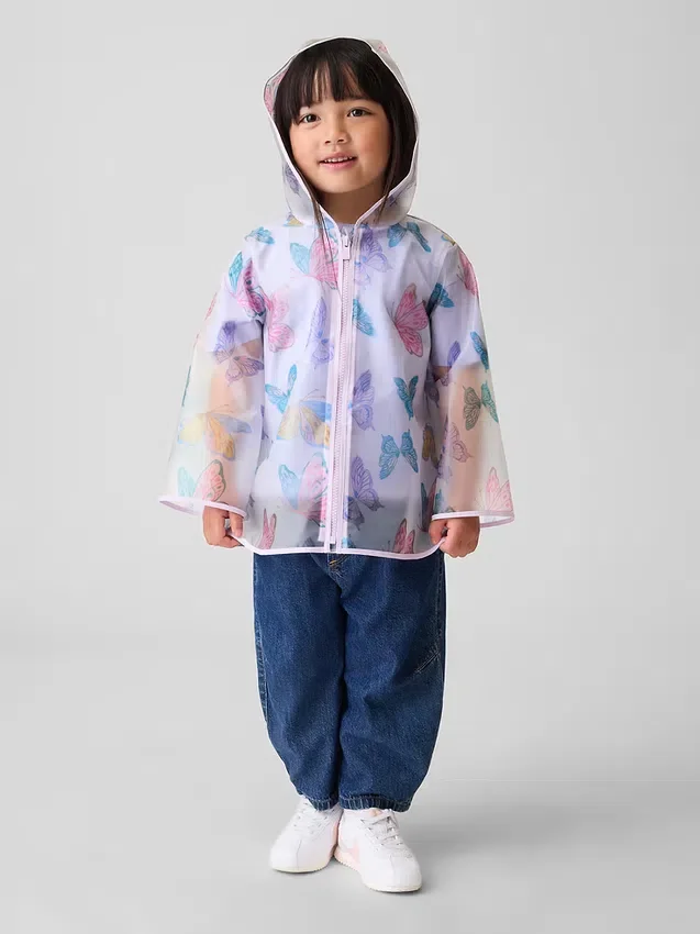 Chamarra impermeable con mariposas para bebés y niños