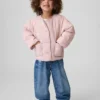 Chaqueta acolchada con bordado floral para bebés y niños