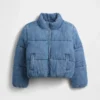 Chaqueta acolchada de mezclilla con forro abrigado para niños