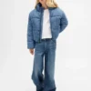 Chaqueta acolchada de mezclilla con forro abrigado para niños
