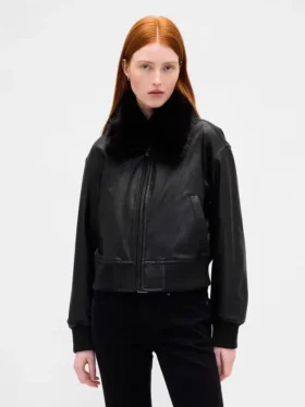 Chaqueta bomber de cuero vegano